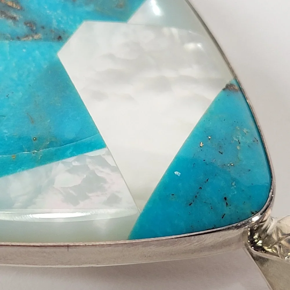 Jay King DRT Sterling Silver Stone Inlay Pendant Turquoise Jasper Statement 21g